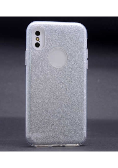 Noktaks - İphone X Uyumlu Kılıf Koruyucu Simli Shining Silikon - Gümüş - T3475