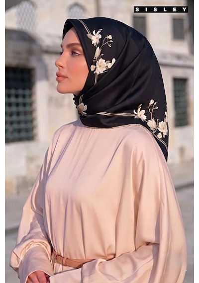 Sisley İpek Saten Eşarp-asm2036 Siyah