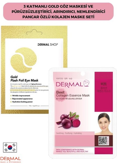 Dermal 3 Katmanlı Gold Göz Maskesi + Pancar Özlü Kolajen Maskesi 23 G
