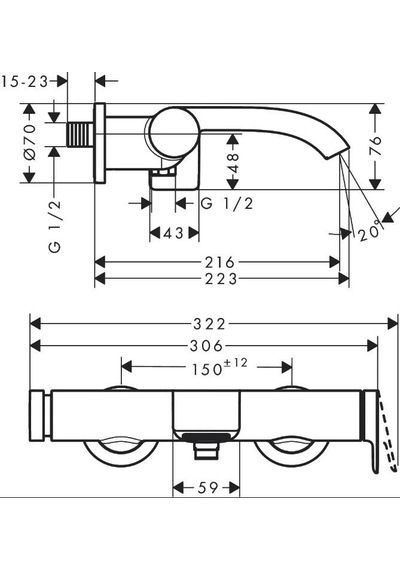 Hansgrohe Tek Kollu Banyo Bataryası Aplike Montaj - 75420000 Krom