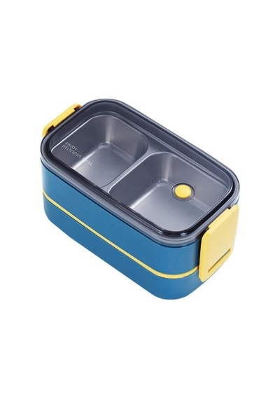 Vagonlife Beslenme Kutusu İki Katlı - Paslanmaz Çelik - 1400ml Kaşık Ve Çatal Lunch Box Lacivert Genel