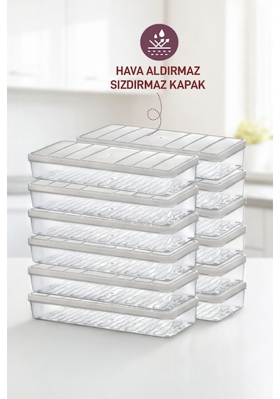 Selka Home Nora Küçük Boy Saklama Kabı Açık Gri 1.2 L 12'Li Açık Gri
