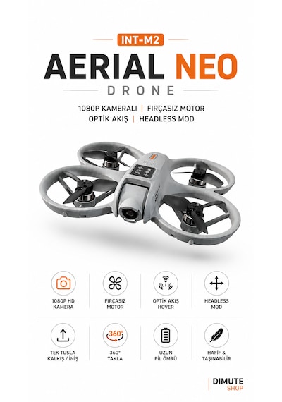 Int-m2 Aerial Neo Drone 1080p Kameralı Fırçasız Motor Optik Akış Headless Mod