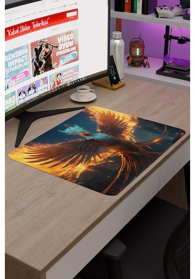 Anka Kuşu Kaymaz Dikişli Kauçuk Oyuncu Mousepad V1 - 48x40 Xl Gaming Mouse Pad Fare Altlığı