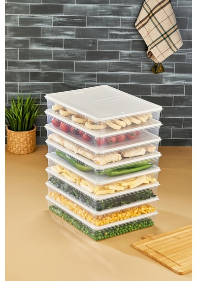 Multi Box 8 Li Set Saklama Kabı Seti - Dondurucu & Mikrodalga Uyumlu Krem