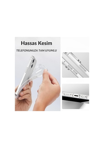 Apple Uyumlu iPhone 15 Pro Max Kılıf Metal Tuşlu Kamera Korumalı Silikon Şeffaf Arka Kapak Şeffaf