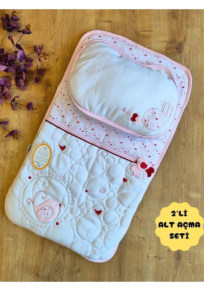 2'li Pembe Kız Bebek Alt Açma Yastıklı Yenidoğan Alt Açma Minderi Organizer Bebek Yatağı