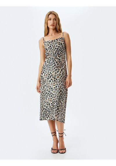 Koton Degaje Yaka Saten Leopar İp Askılı Midi Slip Elbise Bej Desenli 5sak80002fw Ekru Desenli Ekru Koton Degaje Yaka Saten Leopar İp Askılı Midi Slip Elbise Bej Desenli 5sak80002fw Ekru Desenli Ekru
