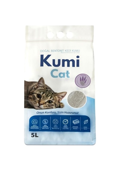 Eko-premium Rahatlatıcı Etki Lavanta Kokulu Kedi Kumu, Güçlü Topaklanan Bentonit %99.5 Tozsuz , 5 L