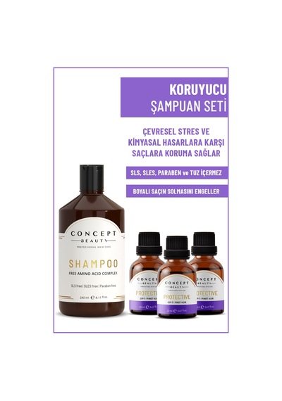 Concept Beauty Koruyucu Şampuan 240 ML + Protective Koruyucu Shot 3 x 20 ML