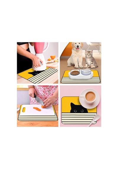 Viva Home Yıkanabilir Bulasik Kurutma Mati Kurulama Bezi Kurutma Örtüsü Tezgah Üstü Bulaşıklık 40x50 Cm, Sarı Diğer