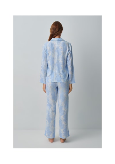 Suwen Freya Gömlek Yaka Şort Pijama Takımı Wsh10510120348 Mavi