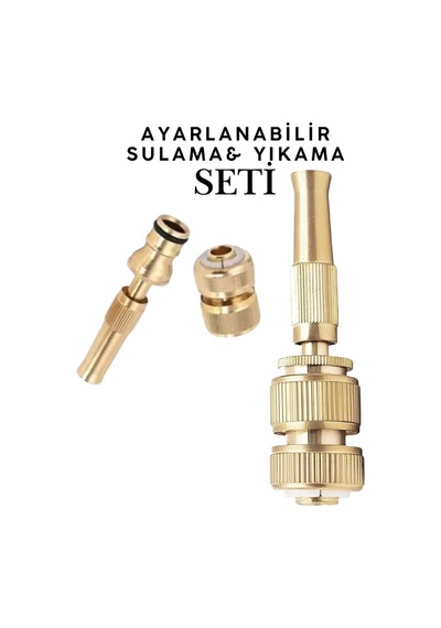 Metal Ayarlanabilir Sulama Başlığı Araba Yıkama Sök Tak Bahçe Sulama Hortum Bağlantı Adaptörlü Set