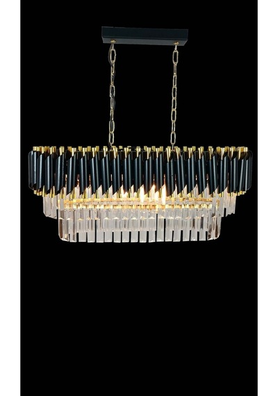 Zamira 75x35 Cm Gold Kristal Taşlı Lüks Yemek Masası Üstü Avize 6'lı - Yatak Odası - Salon - Mutfak - Hol Altın