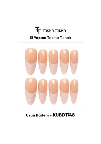 10'lu Kubd1748 Uzun Badem Tekrar Kullanılabilir El Yapımı Protez Takma Tırnak S