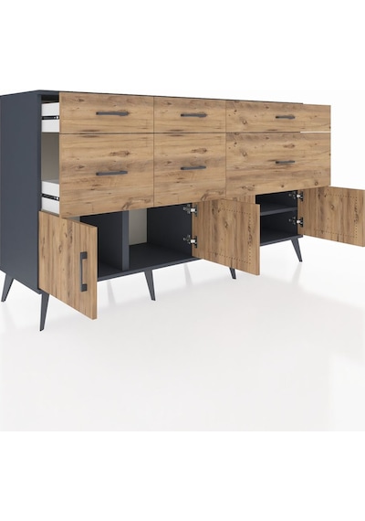 Hyperion Konsol Tek Raflı 6 Çekmeceli 4 Kapaklı 176x44x99 Antrasit-çam Antrasıt/atlas Çam - Antrasıt Hyperion Konsol Tek Raflı 6 Çekmeceli 4 Kapaklı 176x44x99 Antrasit-çam Antrasıt/atlas Çam - Antrasıt