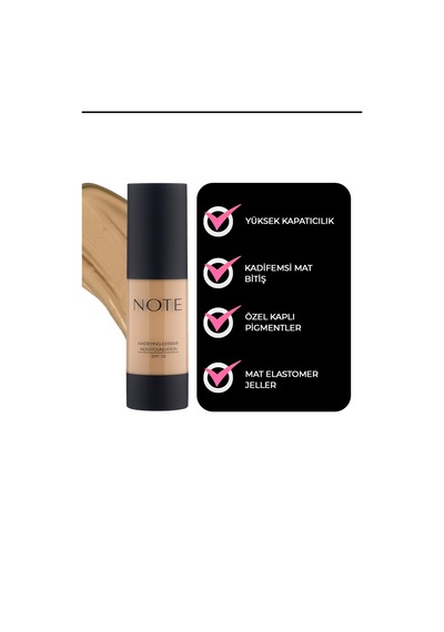 Note Cosmetics Mattifying Extreme Wear Mat Bitişli SPF 15 Kapatıcı Fondöten 08 Sunny