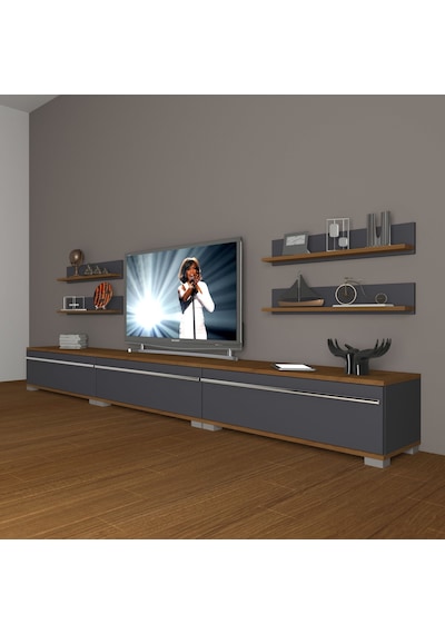 Decoraktiv Eko 270r Mdf Tv Ünitesi Tv Sehpası Ceviz - Antrasit