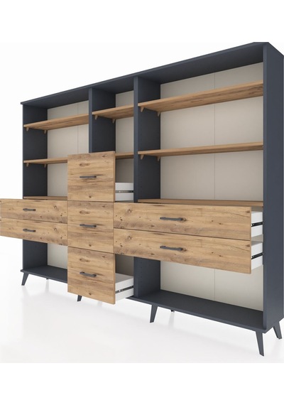 Arges Dolap 8 Raflı 7 Çekmeceli 220x30x163 Antrasit-çam Atlas Çam - Antrasit Arges Dolap 8 Raflı 7 Çekmeceli 220x30x163 Antrasit-çam Atlas Çam - Antrasit