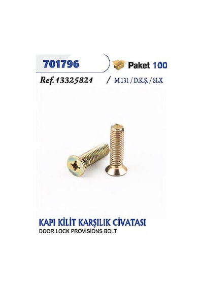 Kapı Kilit Karsılık Civatası 8 30 8672000055377 13325821