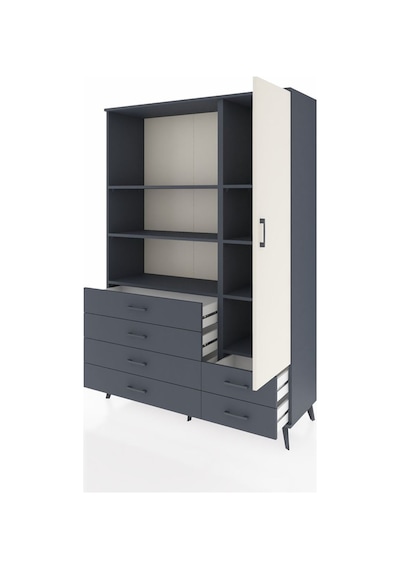 Hyperion Dolap 7 Raflı 6 Çekmeceli Tek Kapaklı 132x44x195 Antrasit-aytaşı/antrasit Aytası/antrasıt Hyperion Dolap 7 Raflı 6 Çekmeceli Tek Kapaklı 132x44x195 Antrasit-aytaşı/antrasit Aytası/antrasıt