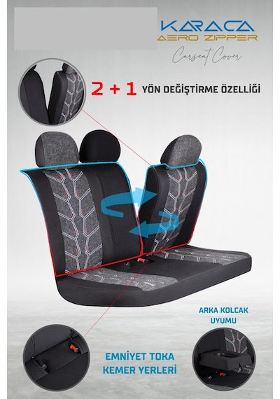 Volvo S90 Keten Oto Koltuk Kılıfı Ön Arka Set Karaca Siyah Scr