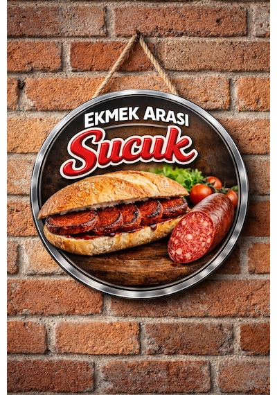 Mayeka Ekmek Arası Sucuk Temalı Büfeler Cafeler Köfteciler İçin Ahşap Duvar Kapı Dekoratif Süs Tablo 14