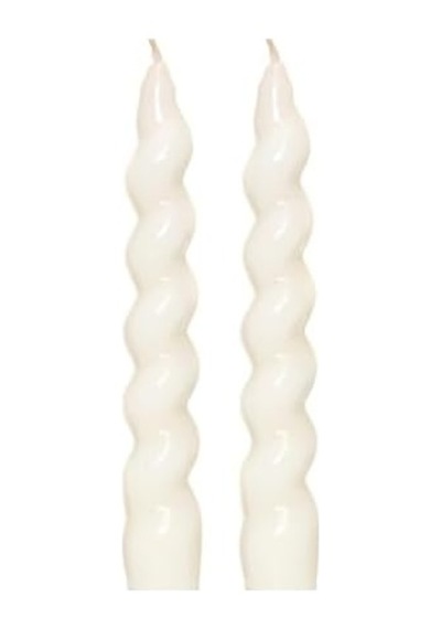 Yılbaşı 2&apos Li Twirl Glow Beyaz Şamdan Mum Seti 18 Cm 50 x 22