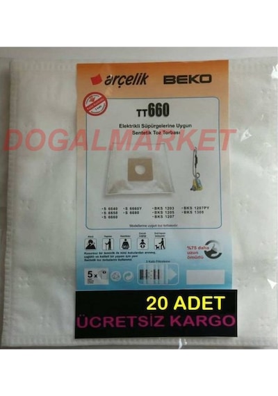 Arçelik Uyumlu S 6660Y 6680 Toz Torbası 20 Adet+Filtre