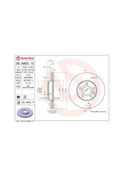 Volvo V50 D2 Fren Diski On 2011-2012 Brembo 09a90510 2adettir