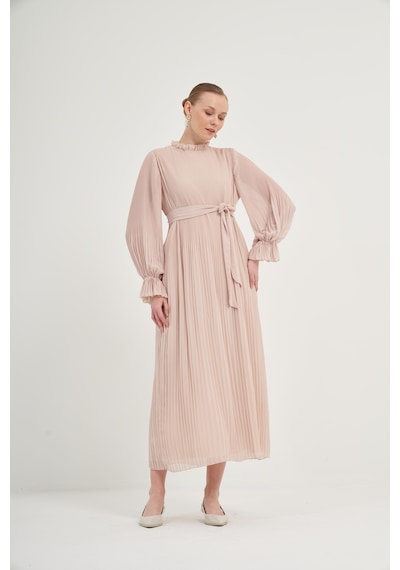 FTZ Women Ftz Plise Şifon Elbise Beige 31019 Beige