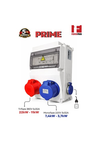 Formpan Prıme 22kw Trifaze 7,4kw Monofaze - Elektrikli Araç Şarj Cihazı Kombinasyon Kutusu Ip44