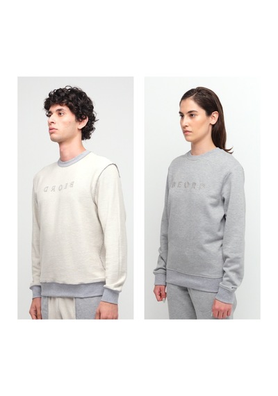 Beord Ham-gri %100 Pamuk Bisiklet Yaka Sweatshirt Bss1-142