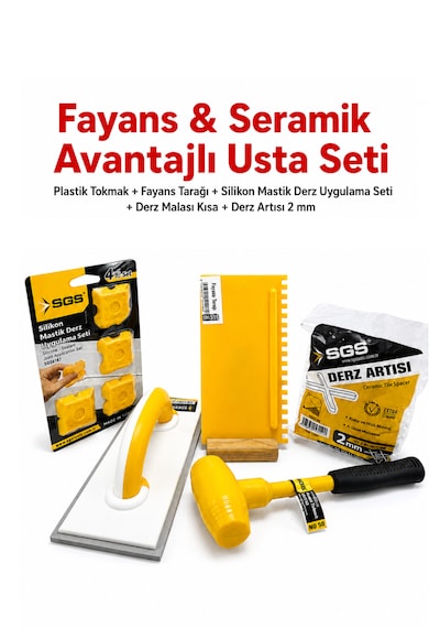Derz Artısı Seti Seramik Fayans Avantajlı Paket 3mm Derz Artısı+derz Çekme Aparatı+derz Malası+fayans Tarağı+tokmak