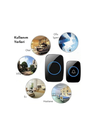 Sonex Su Geçirmez Kablosuz Uzaktan Kumandalı Led Işıklı Kapı Zili