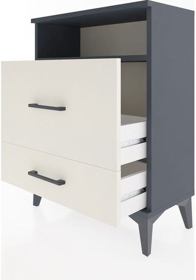 Arges Komodin Tek Raflı 2 Çekmeceli 60x30x80 Antrasit-aytaşı Antrasit