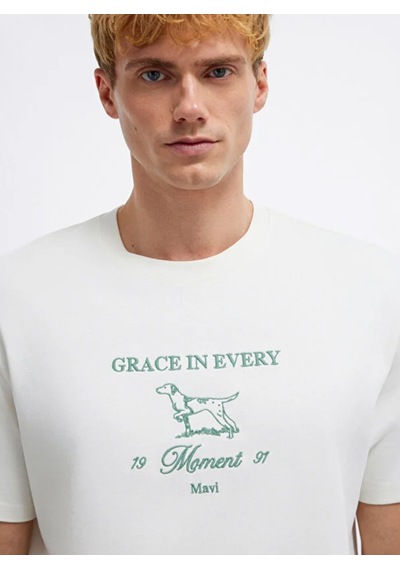 Mavi M0613159-81964 Grace In Every Nakışlı Tişört Erkek T-shirt Yeşil