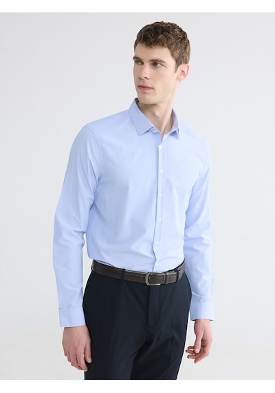 Lcw Busıness Mavi Slim Fit Çizgili Poplin Erkek Gömlek