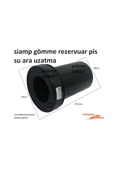 Siamp Gömme Rezervuar Pis Su Ara Uzatma Borusu Büyük Ebat Siyah