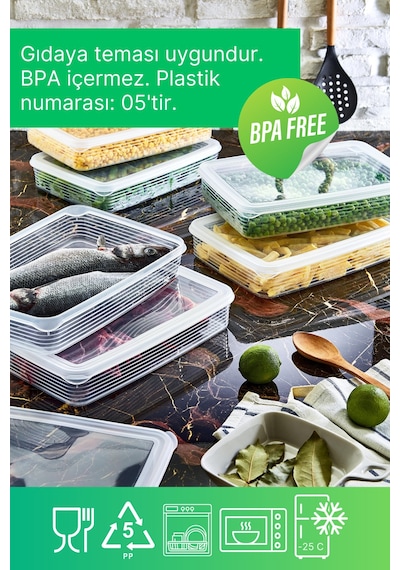 Grimorlife 6 Adet Derin Dondurucu Buzluk Saklama Kabı Seti 2,3 Lt Şeffaf- Buzdolabı Düzenleyici -dipfriz Diğer