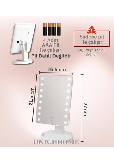 Dokunmatik Led Işıklı Pilli Masa Üstü Makyaj Aynası Makyaj Aynası Ledli