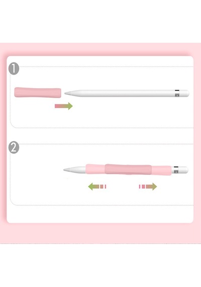 Apple Pencil 1-2 Nesil Pro Usb-c Uyumlu Soft Yumuşak Silikon Kalem Tutucu Ve 8'li Kalem Ucu Koruyucu Pembe