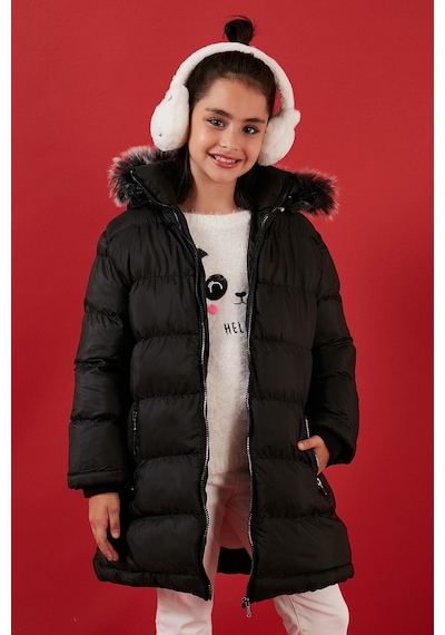 Lela Içi Peluş Astarlı Çıkarılabilir Kapüşonlu Suya Dayanıklı Kız Çocuk Mont 5761910 Siyah