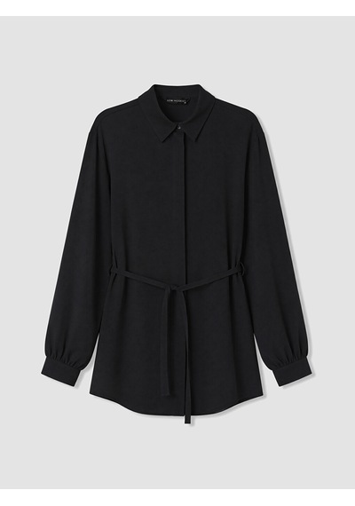 Lcw Modest Siyah Beli Kuşaklı Kadın Gömlek Tunik