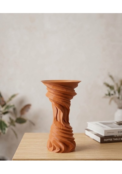 3d Vazo Özel Tasarım Eskitme - Kahverengi