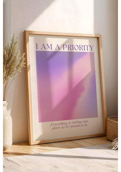 I Am A Priority Çerçeveli Tablo Aura Enerji Renkleri - Ben Bir Önceliğim