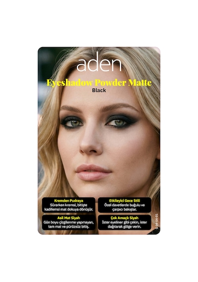Aden Eyeshadow Powder Matte - Mat Göz Farı 01 Black Siyah 0