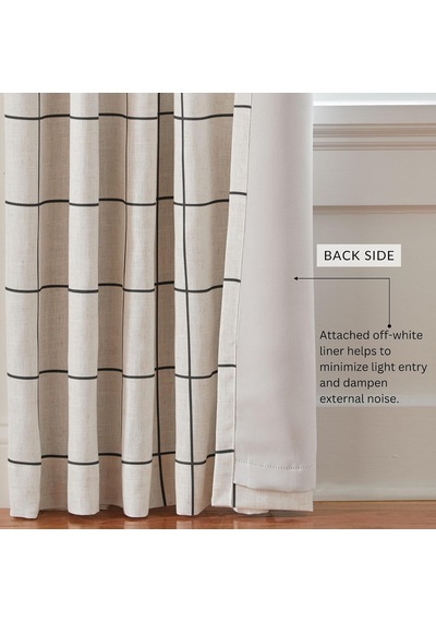 Elrene Home Fashions Pencere Paneli Kareli Karartmalı Pencere Perdesi Panelleri/oturma Odası, Yatak Odası, Yemek Odası, Siyah, 132 Cm X 241 Cm 1