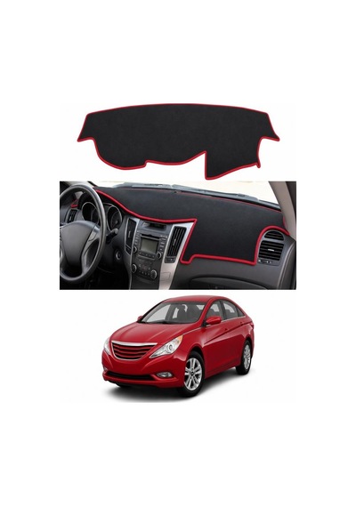 Hyundai - Sonata 2007-2012 Uyumlu Torpido Koruma Kılıfı - Kırmızı Şeritli