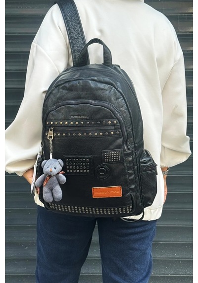 Just Polo Günlük Kombinlere Uygun Kadın Siyah İthal Yıkamalı Deri Okul & Sırt Çantası Shopper 2310000mh